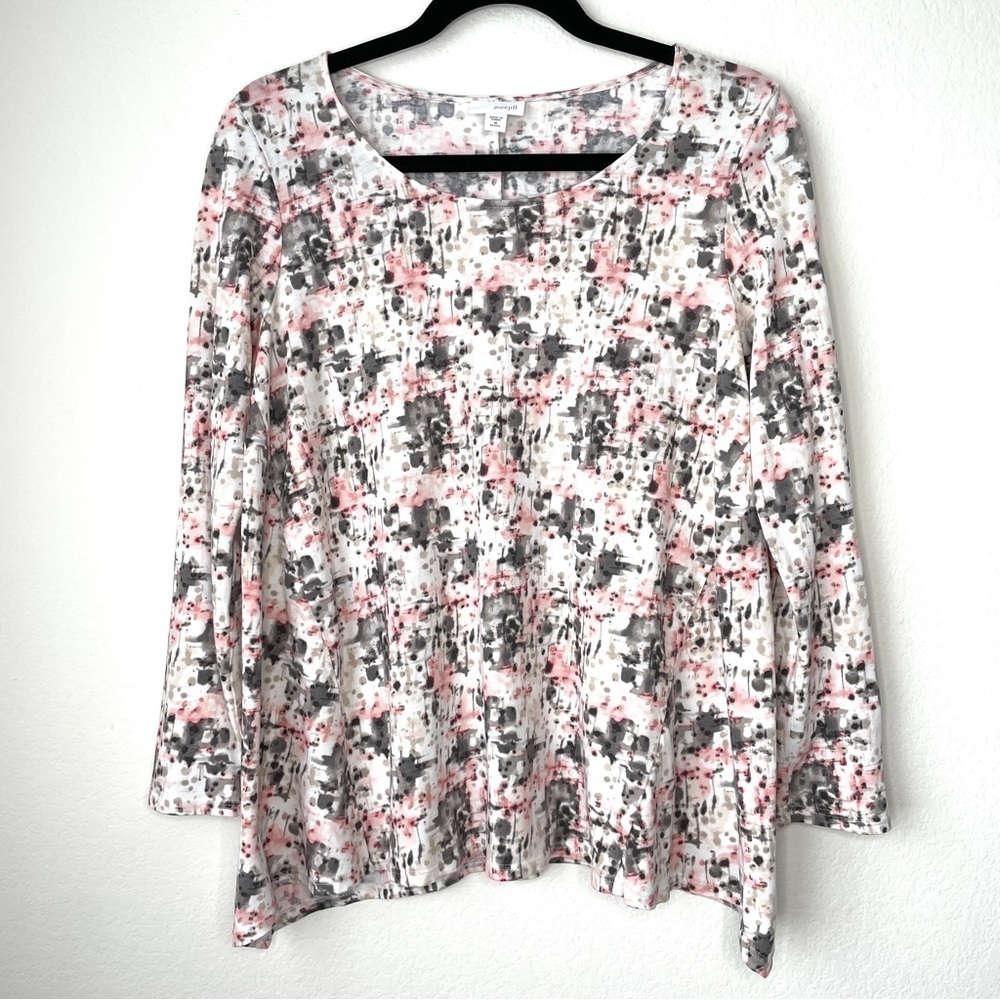 Pure J. Jill Abstract Geometric Watercolor Long Sleeve Top